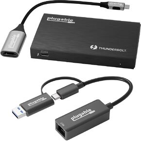2.5G Ethernet & Thunderbolt 4 Hub Bundle: Plugable USB-C to 2.5Gbps LAN Adapter + Thunderbolt 4 Hub with 60W Charging | 3X TB4 Ports, USB4, 40Gbps, 4K/8K Display, macOS/Windows