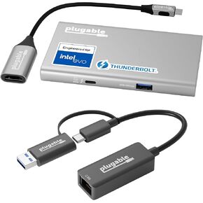 2.5G Ethernet & USB4 Hub Bundle: Plugable USB-C to 2.5Gbps LAN Adapter + 5-in-1 Thunderbolt 4/USB4 Hub with HDMI Adapter | USB-C/USB-A, Dual 4K/8K Display, 40Gbps, macOS/Windows