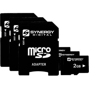 Synergy Digital 2GB Micro SD Secure Digital Memory Cards, Compatible with HTC Merge Cell Phone - Pack of 3