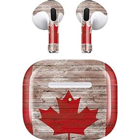 Skinit Decal Audio Skin Compatible with Apple AirPods (3rd Gen, 2021) - Skinit Originally Designed Canadian Flag Dark Wood Design