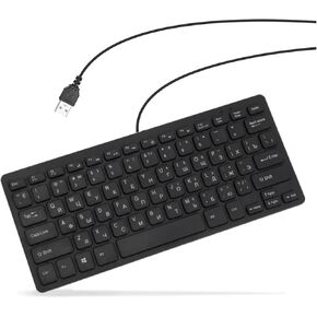 Russian Keyboard, USB Wired Ultra Thin 78 Keys Compact Keyboard, for PC, Computer, Desktop, QWERTY Layout (Russian)