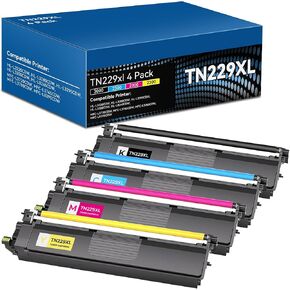 TN227 High Yield Toner Cartridge 4 Pack Replacement for TN-227BK/C/M/Y High Yield Brother TN227 TN227BK TN 227 TN-227 to use with HL-L3270CDW HL-L3230CDW HL-L3210CW HL-L3290CDW MFC-L3710CDW (4 Pack)