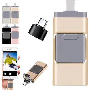 beeto Phoxfer Backup Stick for iPhone, Phoxfer 4-in-1 USB Stick, Phoxfer Flash Drive, Phoxfer Memory Stick, Phoxfer Backup Stick for Android(Glod,64GB)