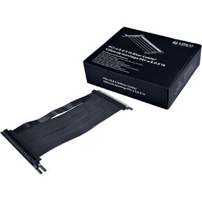 Lian Li - PCIE 5.0 Riser Cable Premium PCI-E 16X 5.0 Double Bandwidth Extender Riser Cable Length 200 mm;7.87 Inch. Compatible with PCIe 4.0, Black (PW-PCI-520X)