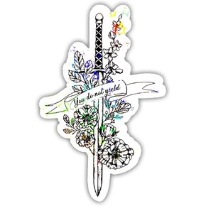 (3pcs) You Do Not Yield Holographic Stickers, ACOTAR Glitter Stickers, Romance Fantasy Reader Water Assistant Holographic Vinyl Sticker, Size 3" Sparkly Stickers for Laptop Phone Water Bottle