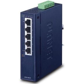 Planet IGS-501T - 5-Port 10/100/1000Mbps Industrial Gigabit Ethernet Switch ,-40~75 Degree C Operate Temperature.