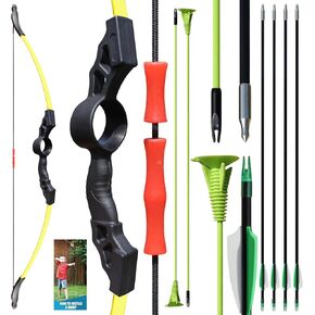 Bow and Arrow Set for Teens 18lbs Upgraded Round Arrow Rest Design, Archery Bow for Girl Gifts Soft Silicone Finger Guard, Archery Targets for Backyard (Archery Set Black)