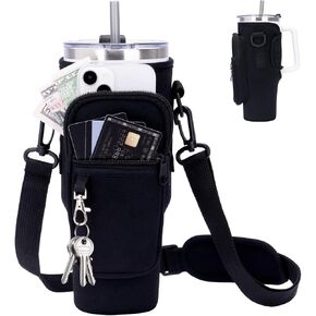 قطعتان من حامل زجاجات المياه، حقيبة شبكية لزجاجات المياه مع حزام كتف قابل للتعديل، زجاجة مياه خفيفة الوزن مع جيب، حامل زجاجة مياه للصالة الرياضية والجري وركوب الدراجات والتخييم in Kuwait