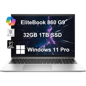 Latest HP EliteBook 860 Business Laptop (16" FHD+ Anti-glare, 10-Core i5-1245U (> i7-1165G7), 32GB DDR5 RAM, 1TB SSD), Long Battery Life, Fingerprint Reader, 5MP Webcam, Wi-Fi 6, Win 11 Pro