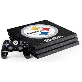 Skinit Decal Gaming Skin Compatible with PS4 Pro Console and Controller Bundle - Officially Licensed NFL Pittsburgh Steelers Distressed Design