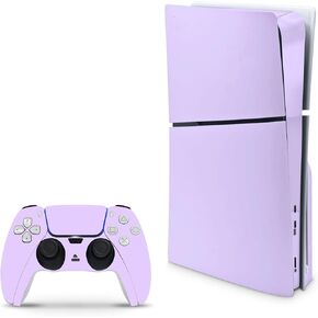 Compatible with PS5 Slim Skin for Console and Controllers by ZOOMHITSKINS, 3M Vinyl Decal Cover Sticker, One Color Plain Solid Light Pastel Purple Cute, Durable, Bubble-Free, Precisely Cut