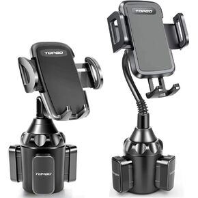 TOPGO Car Cup Holder Phone Mount, Adjustable Goosneck Automobile Cup-Holder-Phone-Car-Mount for iPhone 14 Pro/XR/XS Max/X/8/7 Plus/6s/Samsung S10+/Note 9/S8 Plus/S7 Edge, Black