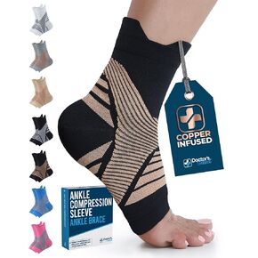 Doctor's Select Copper Ankle Sleeve - Copper Foot Compression Sleeve, Ankle Brace for Women, Compression Socks for Plantar Fasciitis Women, Sleeve for Sprained Ankle, Pink