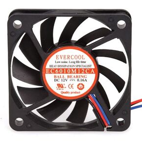 Evercool 60x60x10mm 12V DC Medium Speed 3pin Fan w/RPM Sensor, EC6010M12CA