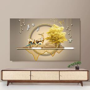 TV Covers Elastic All Inclusive Fabric LCD LED Monitor Dust Cover Cloth Decorative Paintings Nordic Art Style Printing Dust Proof Protect Cover(Size:42-48IN,Color:B)