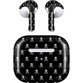 Skinit Skinit Audio Audio Skin متوافق مع Apple Airpods (3rd Gen ، 2021) - Skinit في الأصل جمجمة وتصميم عظام تقاطع (أبيض)