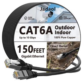 كابل Ethernet Jadaol Cat6a 100 قدم ، جولة ضئيلة 28Awg ، 10 جيجابت في الثانية 550 ميجا هرتز عالية السرعة النحاس النحاس RJ45 LAN ، سلك شبكة الإنترنت المرن غير المقطوع في الجهاز التوجيه ، المودم ، التبديل ، الألعاب ، الأسود