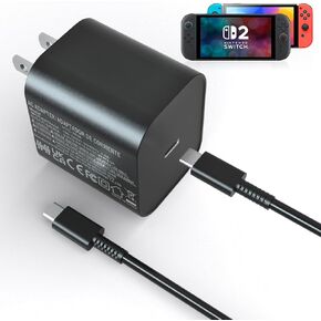 شاحن لـ Nintendo Switch 2 ، 60W AC محول الطاقة الشحن السريع لـ Nintendo Switch2/Switch/Lite/OLED/Steam Deck ، دعم Switch TV Dock Output 20V 3A USB Cargers مع كابل شاحن 5 أقدام