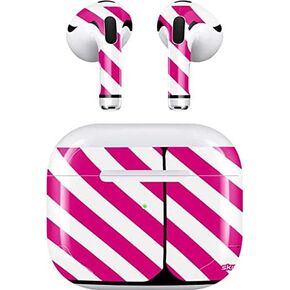 Skinit Skinit Audio Audio Skin متوافق مع Apple Airpods (3rd Gen ، 2021) - Skinit في الأصل مصممة مصممة وردية وأبيض مخطوطات هندسية