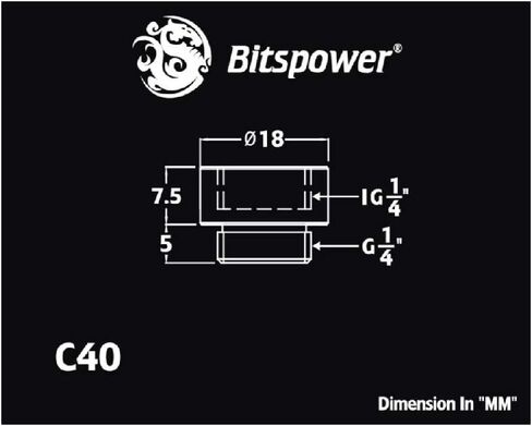 Bitspower G1/4" Male to Female Extender Fitting, 7.5mm, Black Sparkle in Saudi Arabia