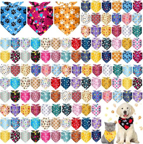 Reginary 120 Packs Dog Bandanas Bulk Dog Scarf Adjustable Holiday Pet Scarf Washable Dog Scarves Scarf Triangle Dog Drool Bibs for Dog Pet Costume Supply (Summer Series) in Saudi Arabia