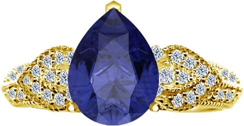 2.25 Carat Vintage Leaf Pear Cut Tanzanite Diamond Engagement Ring (2 Ct Center Heirloom Quality AAA+) in Saudi Arabia