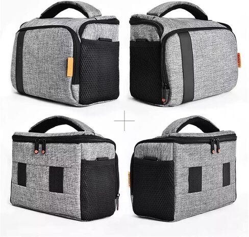 DSLR Camera Bag Waterproof Fashion Shoulder Bag Video Camera Case Lens Pouch Photography Photo Bag (Color : Gray Size : 23 x 11 x 15 cm) (Black 23 x 11 x 15 cm) in Saudi Arabia