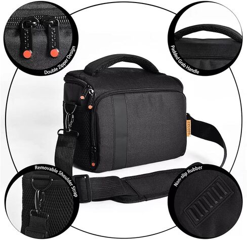 DSLR Camera Bag Waterproof Fashion Shoulder Bag Video Camera Case Lens Pouch Photography Photo Bag (Color : Gray Size : 23 x 11 x 15 cm) (Black 23 x 11 x 15 cm) in Saudi Arabia