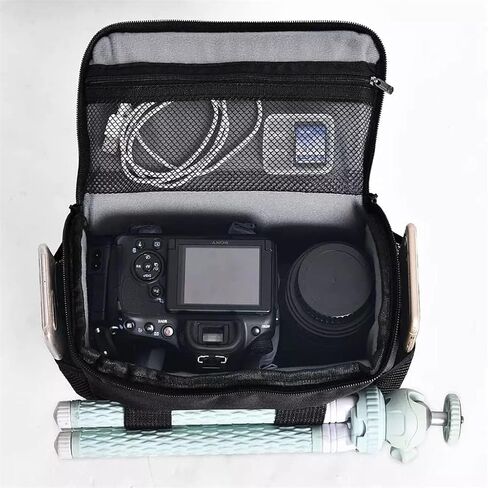 DSLR Camera Bag Waterproof Fashion Shoulder Bag Video Camera Case Lens Pouch Photography Photo Bag (Color : Gray Size : 23 x 11 x 15 cm) (Black 23 x 11 x 15 cm) in Saudi Arabia