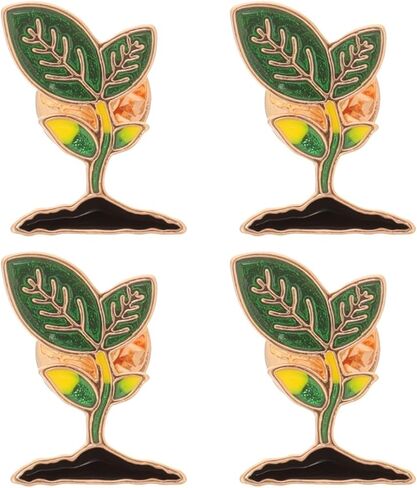 2 قطعة براعم الفاصوليا المينا بروش دبابيس جميلة أوراق النبات المينا دبابيس لطيف طية صدر السترة دبوس لحقائب الظهر الملابس أكياس جميلة Broches مجوهرات للنساء الرجال in Kuwait