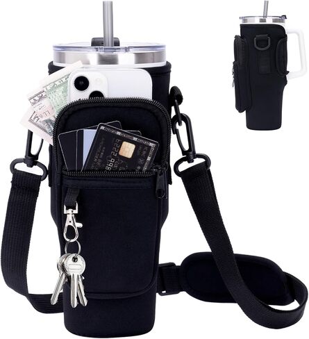 قطعتان من حامل زجاجات المياه، حقيبة شبكية لزجاجات المياه مع حزام كتف قابل للتعديل، زجاجة مياه خفيفة الوزن مع جيب، حامل زجاجة مياه للصالة الرياضية والجري وركوب الدراجات والتخييم in Kuwait