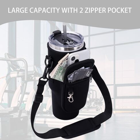 قطعتان من حامل زجاجات المياه، حقيبة شبكية لزجاجات المياه مع حزام كتف قابل للتعديل، زجاجة مياه خفيفة الوزن مع جيب، حامل زجاجة مياه للصالة الرياضية والجري وركوب الدراجات والتخييم in Kuwait