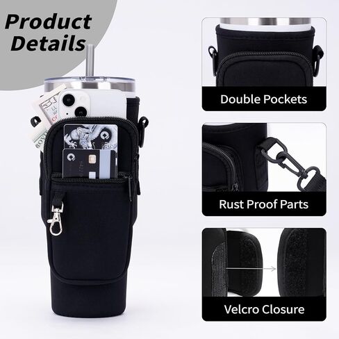 قطعتان من حامل زجاجات المياه، حقيبة شبكية لزجاجات المياه مع حزام كتف قابل للتعديل، زجاجة مياه خفيفة الوزن مع جيب، حامل زجاجة مياه للصالة الرياضية والجري وركوب الدراجات والتخييم in Kuwait