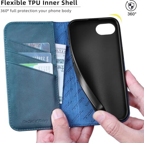 حقيبة محفظة فيلول لـ iPhone 16E ، علبة ورقة مغناطيسية من الجلد الأصلي مع 3 فتحات بطاقات Kickstand Flip Phone Cover متوافقة مع iPhone 16e 6.1 "-Tan in Kuwait