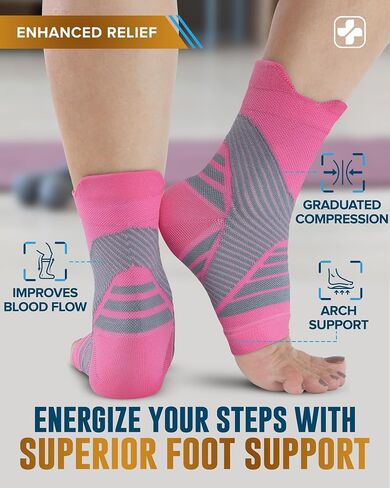 Doctor's Select Copper Ankle Sleeve - Copper Foot Compression Sleeve, Ankle Brace for Women, Compression Socks for Plantar Fasciitis Women, Sleeve for Sprained Ankle, Pink in Saudi Arabia