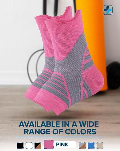 Doctor's Select Copper Ankle Sleeve - Copper Foot Compression Sleeve, Ankle Brace for Women, Compression Socks for Plantar Fasciitis Women, Sleeve for Sprained Ankle, Pink in Saudi Arabia