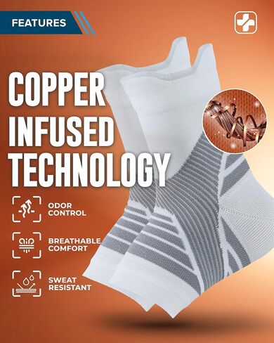 Doctor's Select Copper Ankle Sleeve - Copper Foot Compression Sleeve, Ankle Brace for Women, Compression Socks for Plantar Fasciitis Women, Sleeve for Sprained Ankle, Pink in Saudi Arabia