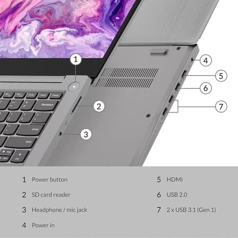 Lenovo Ideapad 3 Laptop ، 14 "عرض FHD ، Intel Core I5-1135G7 ، RAM 20GB ، 1 تيرابايت SSD ، الكاميرا ، قارئ بطاقة SD ، Bluetooth ، Wi-Fi 6 ، Windows 11 Home ، Gray in Kuwait