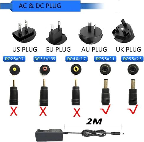 18V 3A AC 100V-240V Adapter DC 2M Cable (US) in Kuwait