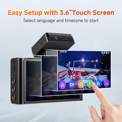 4K Dash Cam Front and Rear,WiFi Car Camera with 64GB Card,4K+1080P Dash Camera for Cars, Dual Dashcam, G-Sensor, 24/7 Parking Mode, 3'' IPS Screen, Loop Recording in Saudi Arabia