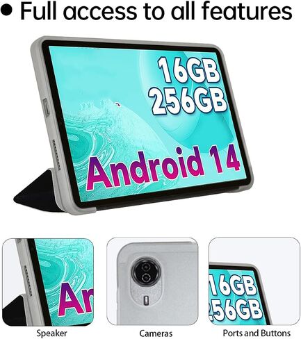 قضية لـ Odea Android 14 S11 Tablet 11 بوصة ، والجلد PU وغطاء TPU غطاء محامل قذيفة خفيفة الوزن فائقة الوزن ، أسود in Kuwait