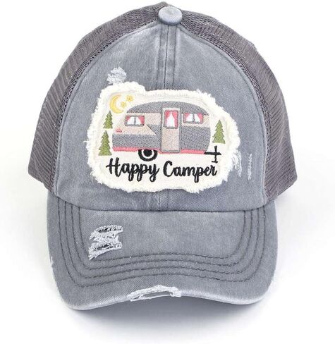 C.C Ponytail Criss Cross Messy Buns Ponycaps Baseball Cap Dad Trucker Mesh Hat (Stone Washed Leopard Black) in Saudi Arabia