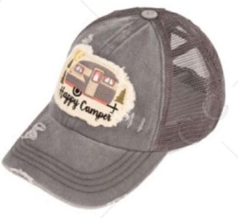 C.C Ponytail Criss Cross Messy Buns Ponycaps Baseball Cap Dad Trucker Mesh Hat (Stone Washed Leopard Black) in Saudi Arabia