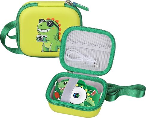Kids Camera Case Compatible with YEEHAO/Goopow/Hangrui/Masterbee/OUTUVAS/GKTZ Digital Video Camera Toys Camcorder Storage Holder Carrying - Green Dinosaur(Case Only) (Green dinosaur) in Saudi Arabia