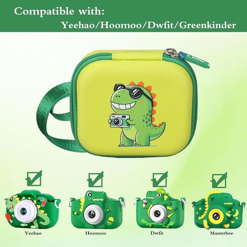 Kids Camera Case Compatible with YEEHAO/Goopow/Hangrui/Masterbee/OUTUVAS/GKTZ Digital Video Camera Toys Camcorder Storage Holder Carrying - Green Dinosaur(Case Only) (Green dinosaur) in Saudi Arabia