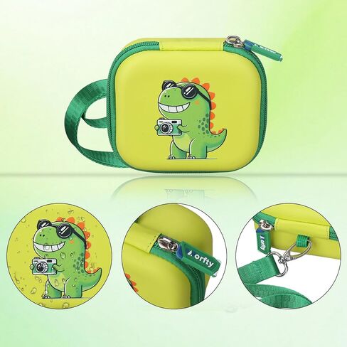 Kids Camera Case Compatible with YEEHAO/Goopow/Hangrui/Masterbee/OUTUVAS/GKTZ Digital Video Camera Toys Camcorder Storage Holder Carrying - Green Dinosaur(Case Only) (Green dinosaur) in Saudi Arabia