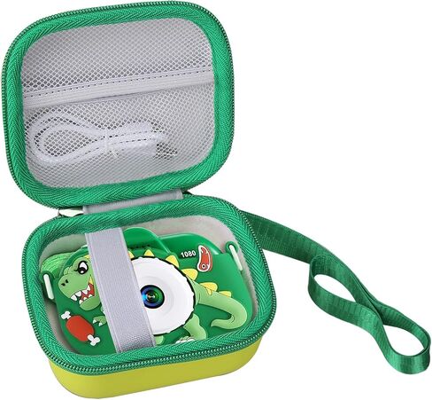 Kids Camera Case Compatible with YEEHAO/Goopow/Hangrui/Masterbee/OUTUVAS/GKTZ Digital Video Camera Toys Camcorder Storage Holder Carrying - Green Dinosaur(Case Only) (Green dinosaur) in Saudi Arabia