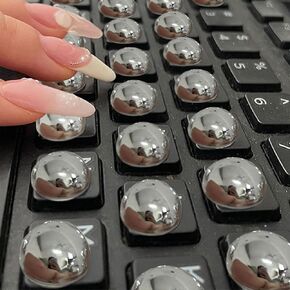 Nail Protection Keyboard Stickers,Gold Keyboard Cover Stickers Non-loosening Resin Frosting Comfortable Touch for Typing Protection for Women with Long Nails