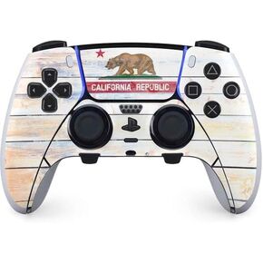 Skinit Decal Gaming Skin Compatible with PS5 DualSense Edge Pro Controller - Texas Flag Dark Wood Design