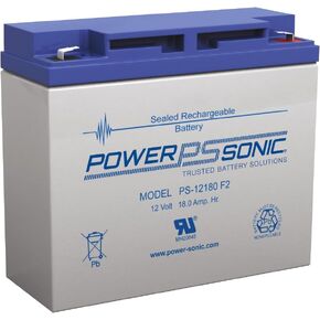 Power Sonic PS-12180 Rechargeable Sealed Lead Acid Battery 12V 18AH for General Purpose, Medical, Emergency Lighting, Fire and Security with NB2 Terminals